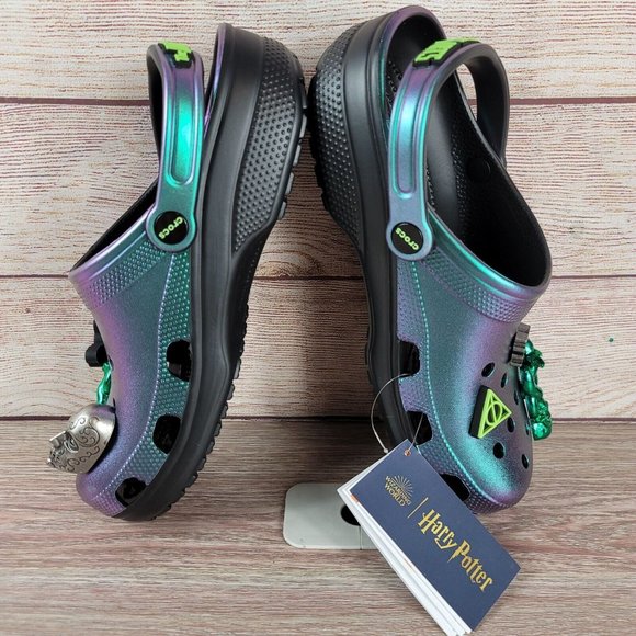 NEW Crocs X Harry Potter Classic Clogs Men's Size 12 Voldemort GLOW IN THE DARK - Picture 7 of 12